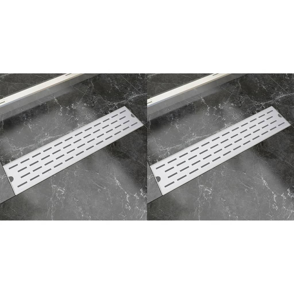 Lige bruseafløb 2 stk. linje 530 x 140 mm rustfrit stål (2 x 142177)