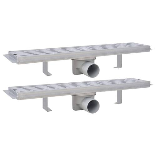 Lige bruseafløb 2 stk. linje 530 x 140 mm rustfrit stål (2 x 142177)