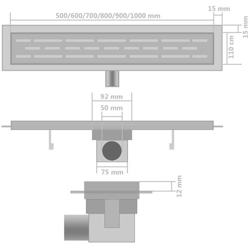 Lige bruseafløb 2 stk. linje 530 x 140 mm rustfrit stål (2 x 142177)