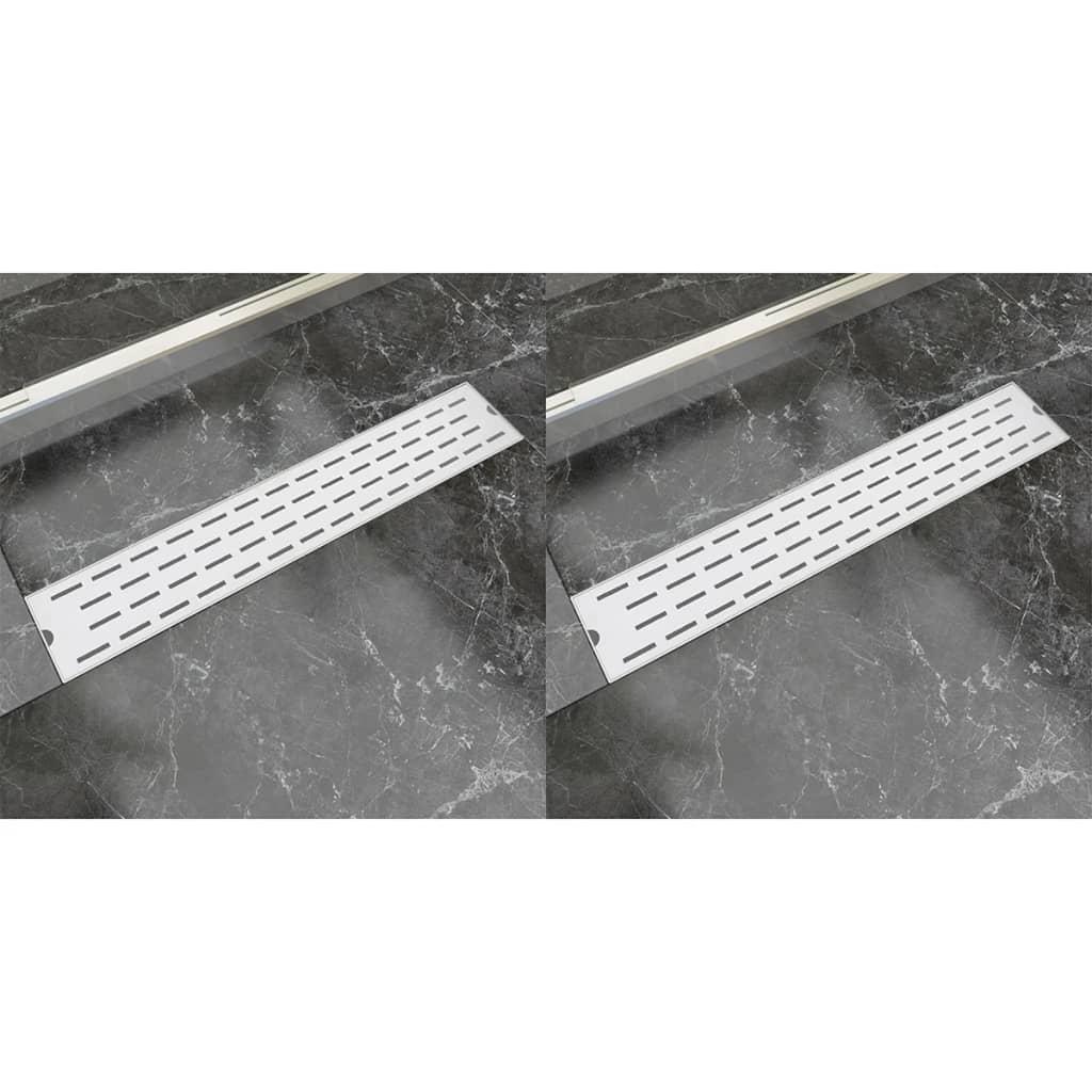Lineære bruseafløb 2 stk. linjedesign 630 x 140 mm rustfrit stål