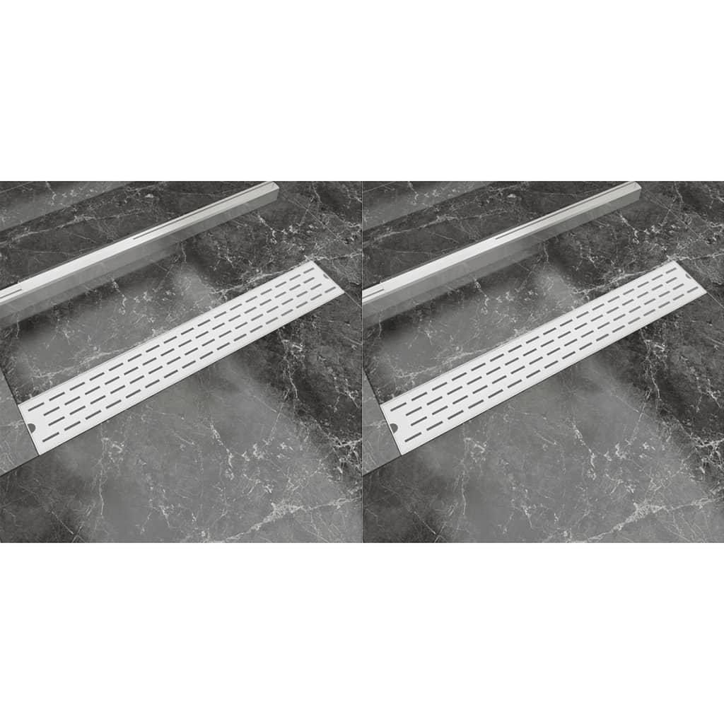 Lige bruseafløb 2 stk. linje 730 x 140 mm rustfrit stål