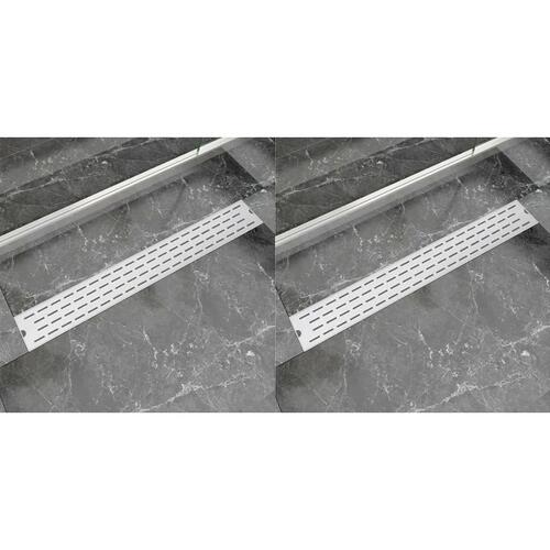 Lige bruseafløb 2 stk. linje 830 x 140 mm rustfrit stål