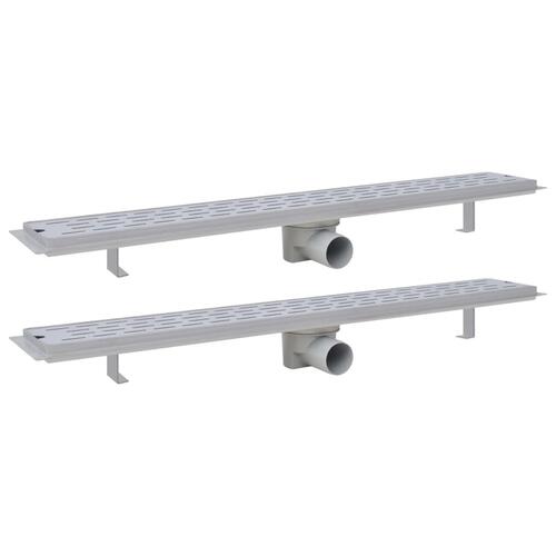 Lige bruseafløb 2 stk. linje 830 x 140 mm rustfrit stål