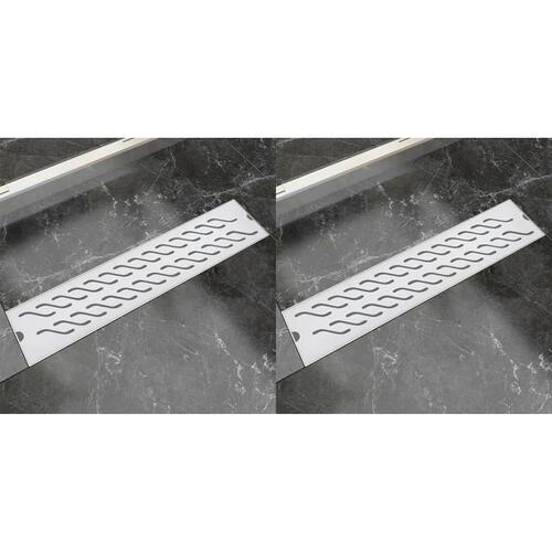 Lige bruseafløb 2 stk. Wave 530 x 140 mm rustfrit stål