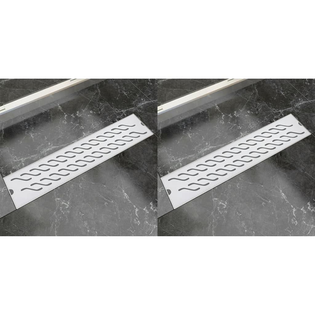 Lige bruseafløb 2 stk. Wave 530 x 140 mm rustfrit stål