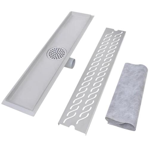 Lineære bruseafløb 2 stk. bølgedesign 630 x 140 mm rustfrit stål