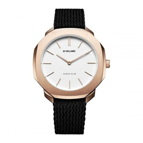 D1 Milano unisex ur - 36 mm, sort læderrem, hvid skive
