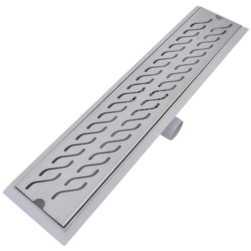 Lineære bruseafløb 2 stk. bølgedesign 630 x 140 mm rustfrit stål