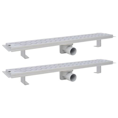 Lineære bruseafløb 2 stk. bølgedesign 730 x 140 mm rustfrit stål