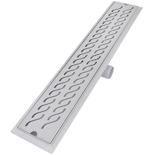 Lineære bruseafløb 2 stk. bølgedesign 730 x 140 mm rustfrit stål