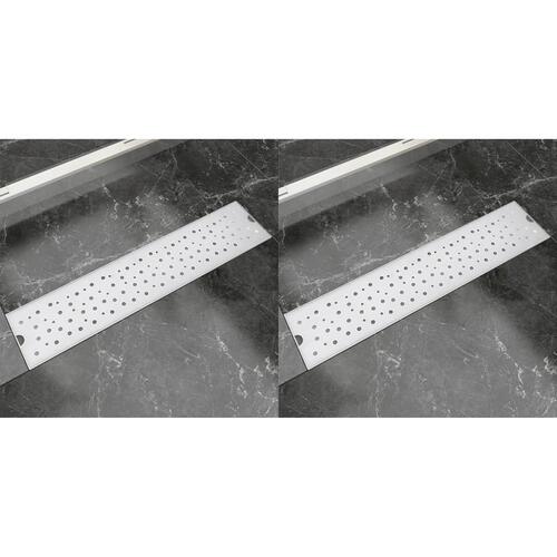 Lineære bruseafløb 2 stk. bobledesign 530 x 140 mm rustfrit stål