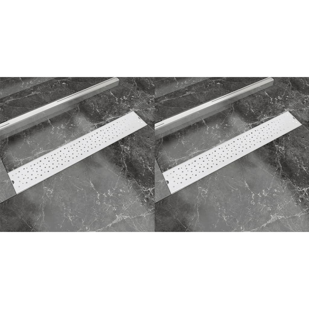 Lineære bruseafløb 2 stk. bobledesign 730 x 140 mm rustfrit stål