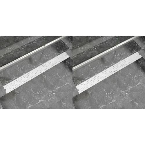 Lineære bruseafløb 2 stk. bobledesign 1030 x 140 mm rustfrit stål
