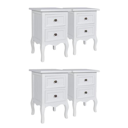 Natborde 4 stk. med 2 skuffer MDF hvid