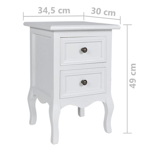 Natborde 4 stk. med 2 skuffer MDF hvid
