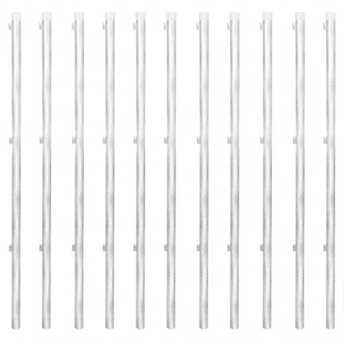 Fletvævshegn med stolper galvaniseret stål 25 x 1 m sølvfarvet