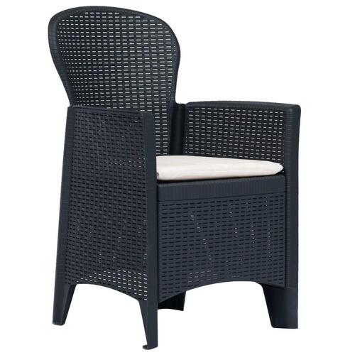Bistrosæt 3 dele plastik rattan-look antracitgrå