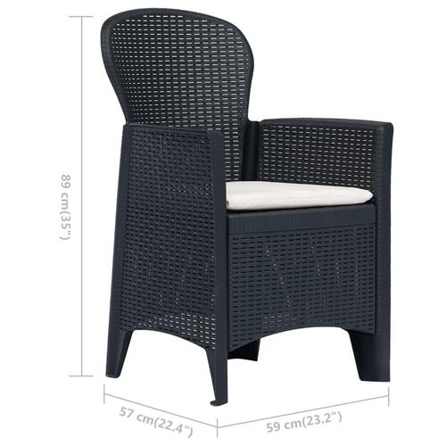 Bistrosæt 3 dele plastik rattan-look antracitgrå