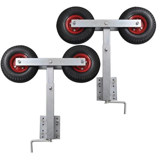 Stævnstøttesæt med dobbelthjul til bådtrailer 2 stk. 59-84 cm