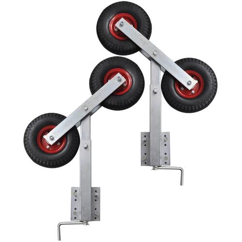 Stævnstøttesæt med dobbelthjul til bådtrailer 2 stk. 59-84 cm