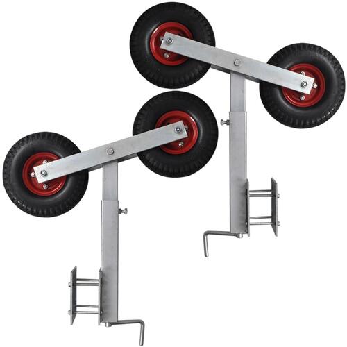 Stævnstøttesæt med dobbelthjul til bådtrailer 2 stk. 59-84 cm