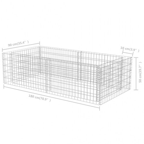 Gabion-plantekasse galvaniseret stål 180 x 90 x 50 cm