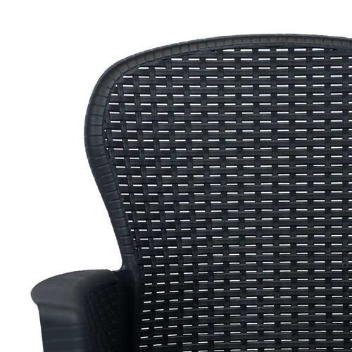 Udendørs spisebordssæt 9 dele plastik rattanlook antracitgrå