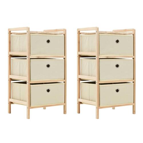 Opbevaringsstativer med 3 stofkurve 2 stk. cedertræ beige