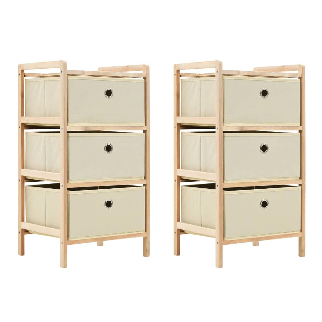 Opbevaringsstativer med 3 stofkurve 2 stk. cedertræ beige