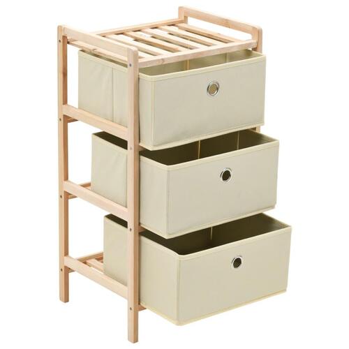 Opbevaringsstativer med 3 stofkurve 2 stk. cedertræ beige