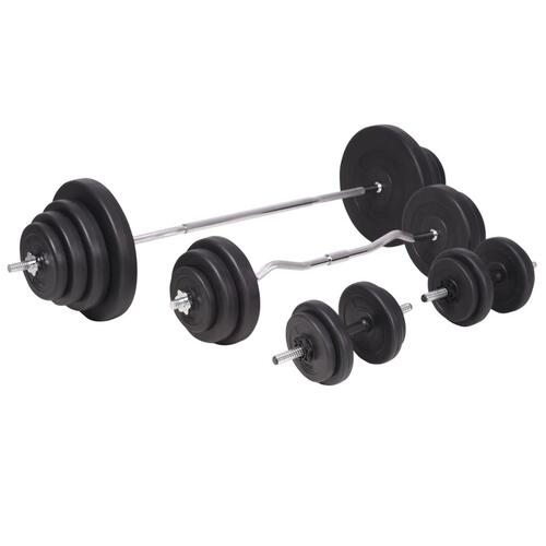 Træningsbænk med vægtstativ, vægtstang- og håndvægtsæt 120 kg