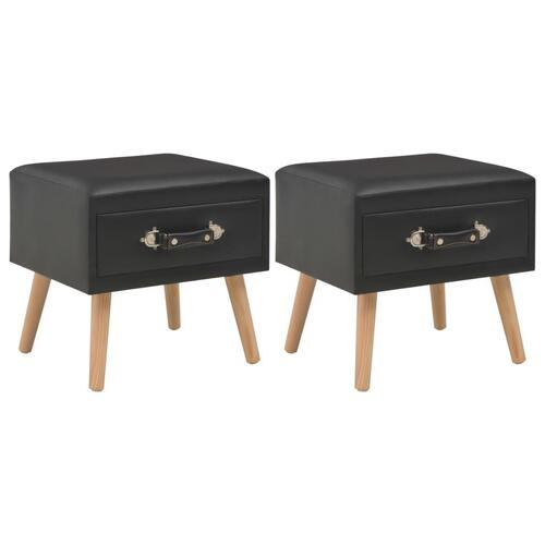 Sengeskabe 2 stk. 40 x 35 x 40 cm kunstlæder sort