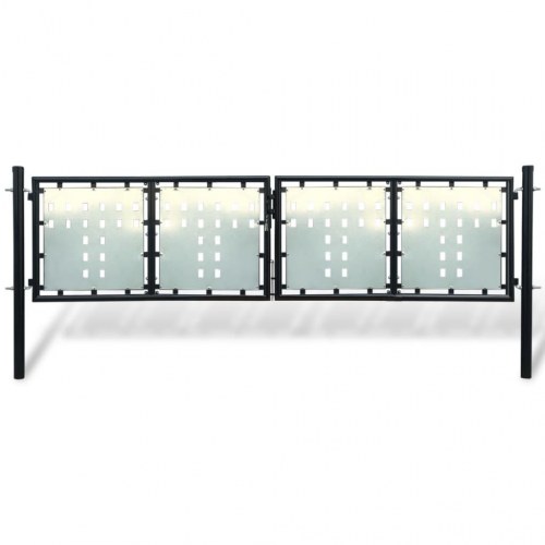 Sort hegnslåge med enkelt dør 300×75 cm - pulverlakeret stål