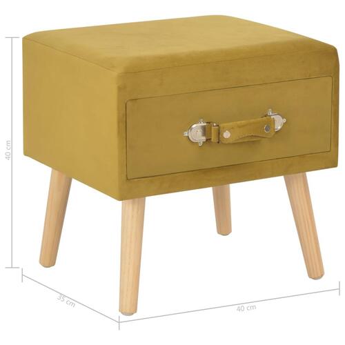 Sengeskabe 2 stk. 40 x 35 x 40 cm fløjl sennepsfarvet