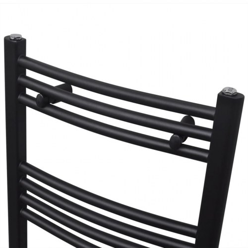 Håndklæderadiator 50 × 76,4 cm - buet, sort til centralvarme