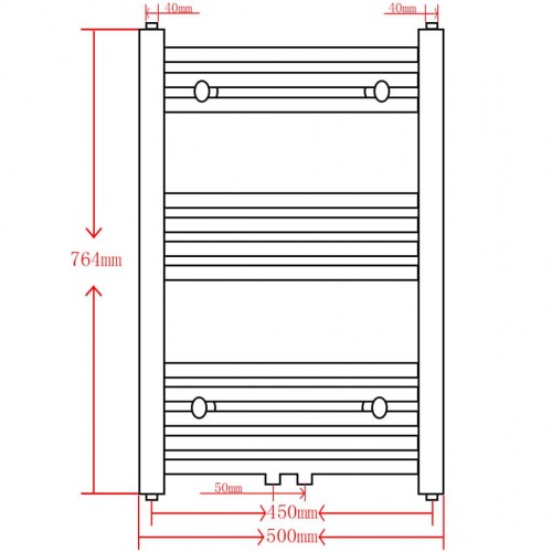 Håndklæderadiator 50 × 76,4 cm - buet, sort til centralvarme