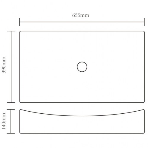 Keramisk badeværelsesvask basin sort rektangulær