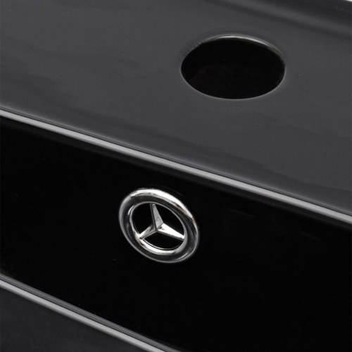 Keramisk håndvask overløb hanehul firkantet sort