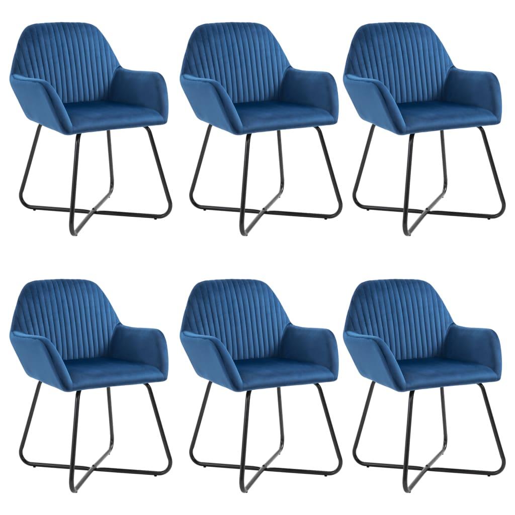 Spisebordsstole 6 stk. velour blå