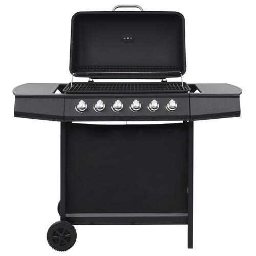 Gasgrill med 6 madlavningszoner stål sort