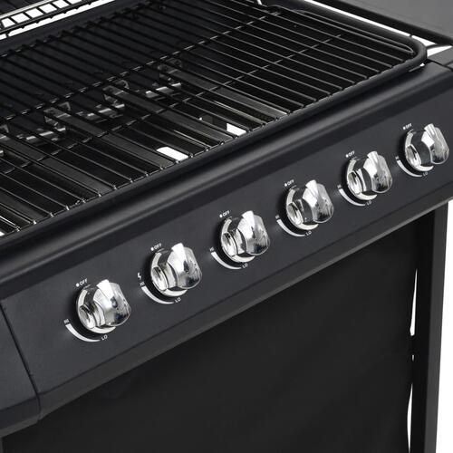 Gasgrill med 6 madlavningszoner stål sort