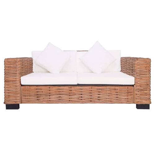 Sofasæt i 2 dele med hynder naturligt rattan