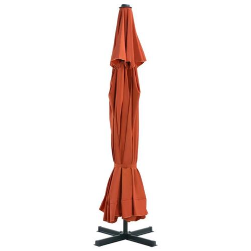 Haveparasol m. transportabel fod terrakotta