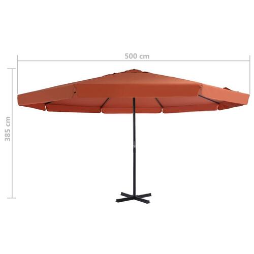 Haveparasol m. transportabel fod terrakotta