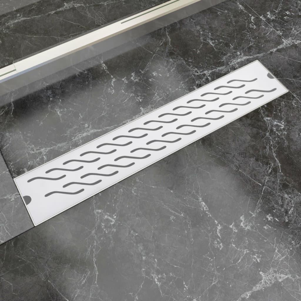 Lineært bruseafløb bølgedesign 630x140 mm rustfrit stål