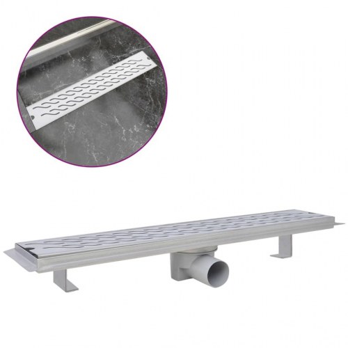 Lineært bruseafløb bølgedesign 630x140 mm rustfrit stål