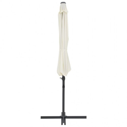 Haveparasol m. transportabel fod sandfarvet