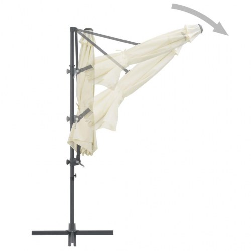 Haveparasol m. transportabel fod sandfarvet