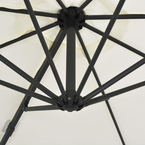 Haveparasol m. transportabel fod sandfarvet