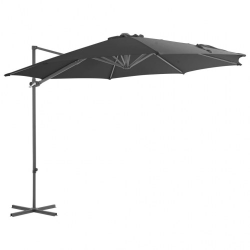 Haveparasol m. transportabel fod antracitgrå